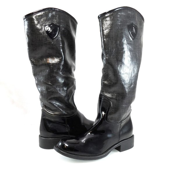 NEW$685 Aquatalia Waterproof Patent Leather Rain Tall Riding Pull-On Boots 6 - Picture 13 of 14